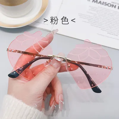 Personalized Fashion Alien Strawberry Metal Rimless Sunglasses
