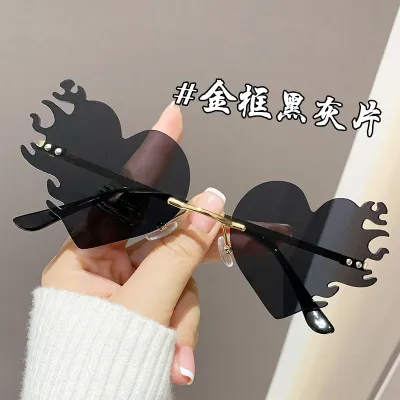 Fashion Party Funny Heart Frame Metal Sunglasses
