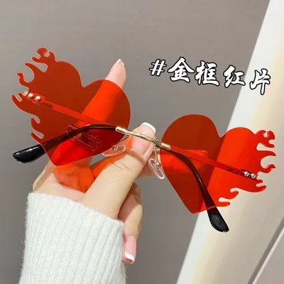 Fashion Party Funny Heart Frame Metal Sunglasses