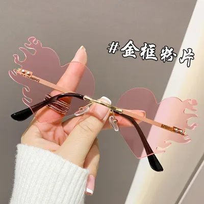 Fashion Party Funny Heart Frame Metal Sunglasses