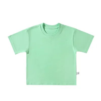 Summer 250gsm 100% Cotton Kids Short Sleeve Crew Neck Custom T-Shirt