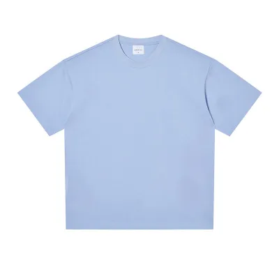 240gsm Double Yarn Heavy-Weight Short Sleeve Unisex Summer Loose Cotton Solid Color Custom T-Shirt