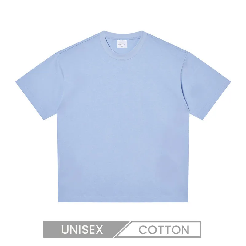 240gsm Double Yarn Heavy-Weight Short Sleeve Unisex Summer Loose Cotton Solid Color Custom T-Shirt