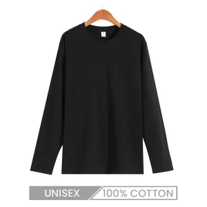 Basic 210gsm 100% Cotton Crew Neck Loose Long Sleeve T-Shirt for Women