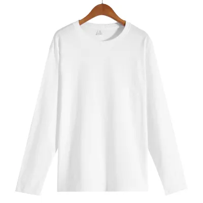Basic 210gsm 100% Cotton Crew Neck Loose Long Sleeve T-Shirt for Women