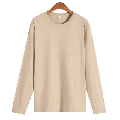 Basic 210gsm 100% Cotton Crew Neck Loose Long Sleeve T-Shirt for Women