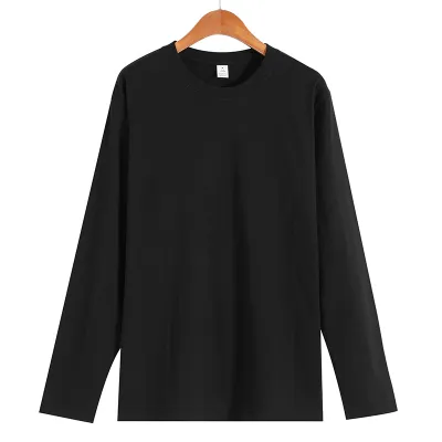 Basic 210gsm 100% Cotton Crew Neck Loose Long Sleeve T-Shirt for Women