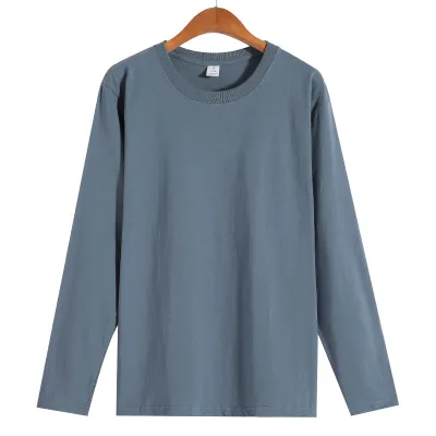 Basic 210gsm 100% Cotton Crew Neck Loose Long Sleeve T-Shirt for Women