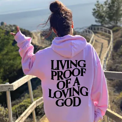 Women Solid Color Back Letter Slogan Printed Long Sleeve Hoodie