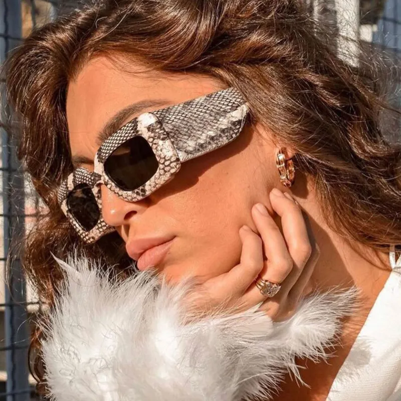 Women Fashion Retro Snakeskin Square Sunglasses