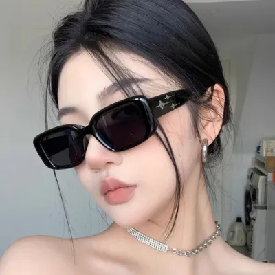 Women Fashion Square Solid Color Leopard Sunglasses