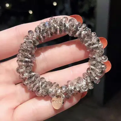 Women Fashion Simple Pearl Crystal Hair Rope High Elasticity Sweet