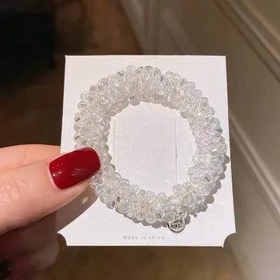 Women Fashion Crystal Beaded Hair Rope Natural Style
