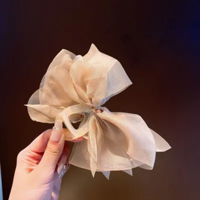 Women Fashion Gauze Bow Hair Claw Clip