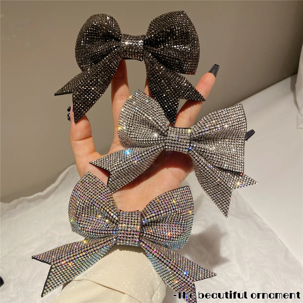Women's Fashion Super Flash Bow Rhinestone Hair Clip