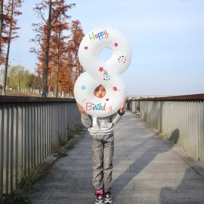 32 Inch Large White Digital Aluminum Balloon Children'S Birthday Party Layout Photo Props Sticker Balloon