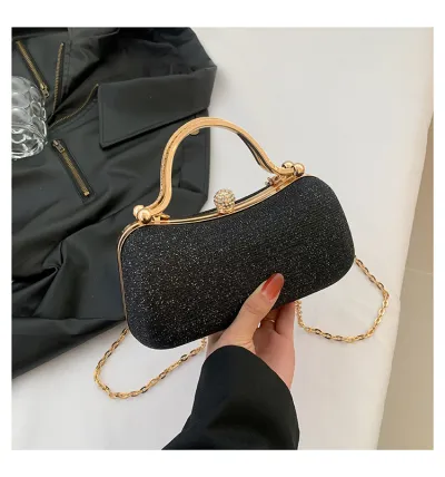 Women Fashion Lock Chain Evening Box Bag Special Material Latch Closure