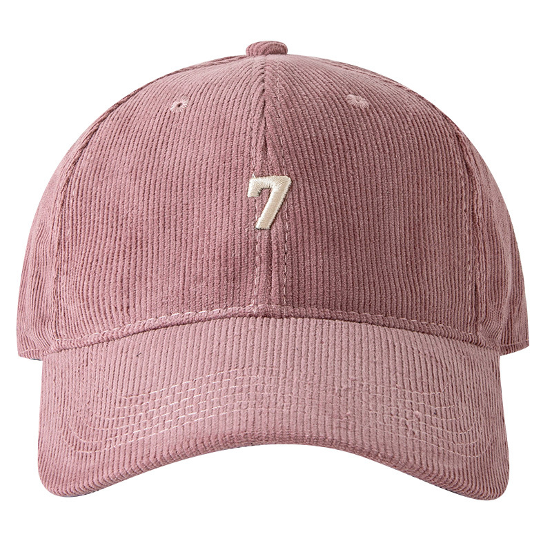 Wholesale Simple Solid Color Corduroy Digital 7 Embroidered Cap