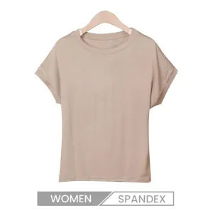 Women's Cap Sleeve Loose Short-Sleeved Summer Slim-Fit Basic Crew Neck Spandex T-Shirt