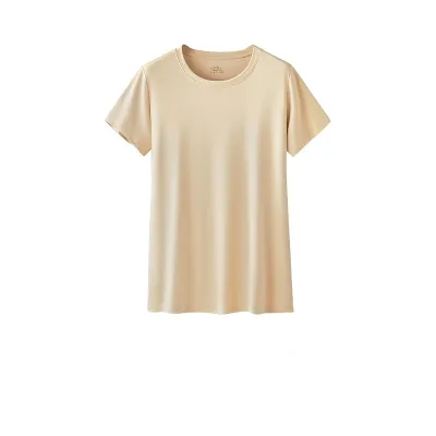 60s 220gsm Double-Sided Modal Summer Women Short-Sleeved Crew Neck Slim Fit T-Shirt