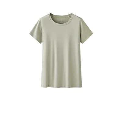 60s 220gsm Double-Sided Modal Summer Women Short-Sleeved Crew Neck Slim Fit T-Shirt