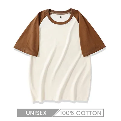 Unisex Heavy Weight 100 Cotton 230gsm Contrast Color Crew Neck Short Sleeve T-Shirt