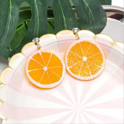 Fashion Lemon Orange Fruit Acrylic Pastoral Style Drop Earrings