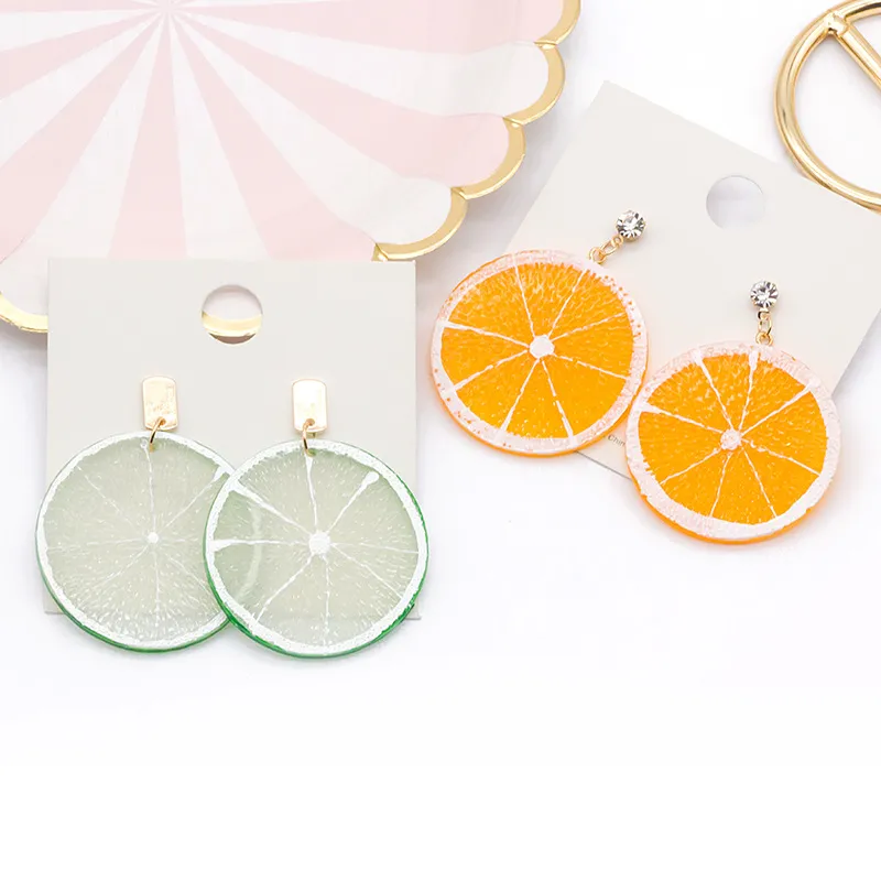 Fashion Lemon Orange Fruit Acrylic Pastoral Style Drop Earrings