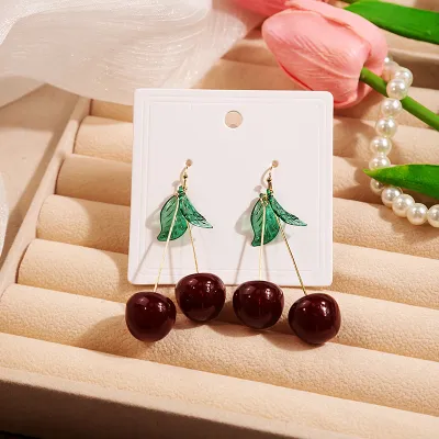 Cartoon Fruit Cherry Sweet Alloy Earrings