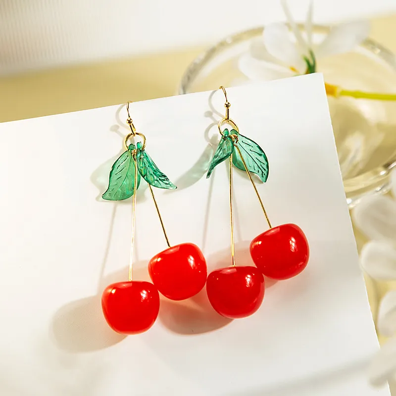 Cartoon Fruit Cherry Sweet Alloy Earrings