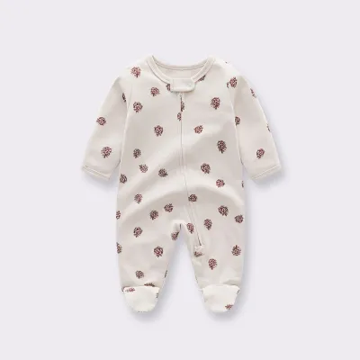 Kids Baby Boys Girls Casual Cute Tiny Flower Print Long Sleeve Romper Cotton