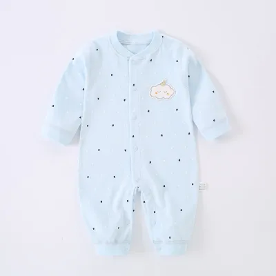 Kids Baby Boys Girls Spring Autumn Casual Cute Long Sleeve Romper Combed Cotton Single-Breasted