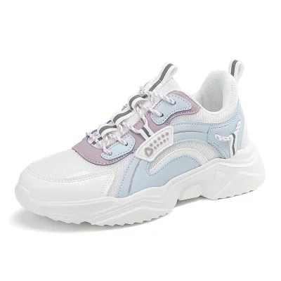 Women Fashion Casual Plus Size Breathable Mesh Height Increasing Lace Up Sneaker