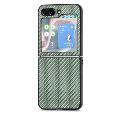 Samsung Z Flip5 Carbon Fiber Pattern PC Leather Creative Folding Screen Anti-Fall Protective Case