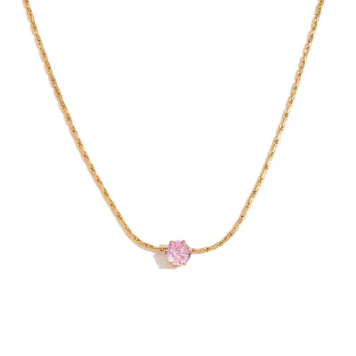 Fashion Simple Stainless Steel 18k Gold Plated Ultra Fine Woven Chain Mini Zircon Necklace
