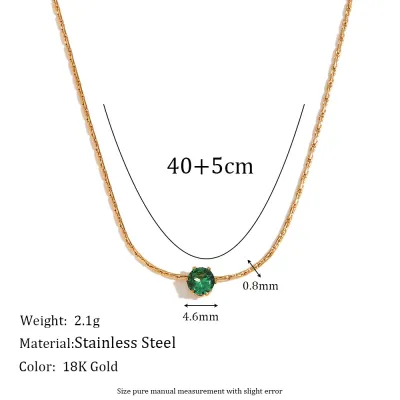 Fashion Simple Stainless Steel 18k Gold Plated Ultra Fine Woven Chain Mini Zircon Necklace