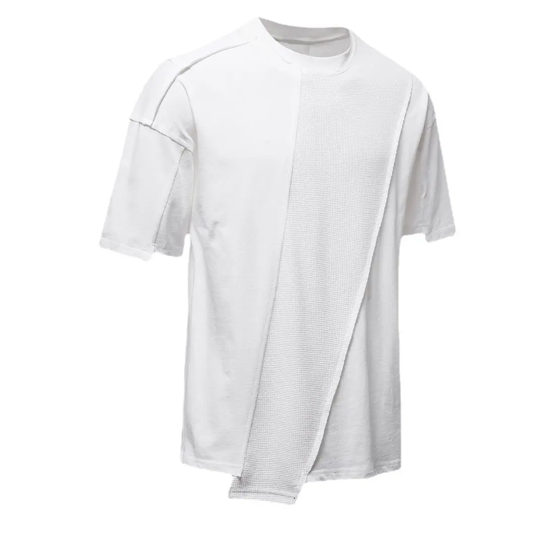 Pure Cotton Loose Crewneck Short Sleeve Raglan Men Street Fashion Irregular T-Shirt