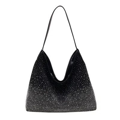 Women Fashion Elegant Rivet Large Capacity Casual Shoulder Underarm Bucket Bag