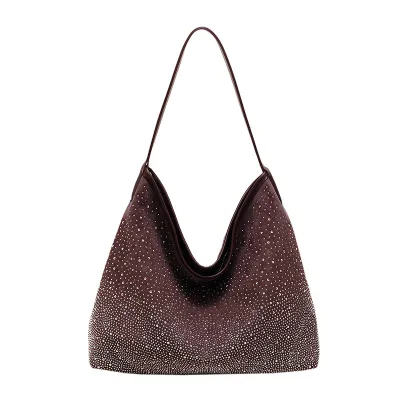 Women Fashion Elegant Rivet Large Capacity Casual Shoulder Underarm Bucket Bag