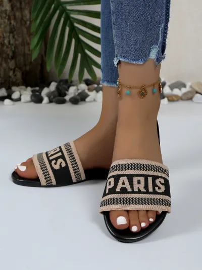 Summer Plus Size Open Toe Fashion Casual Soft Bottom Women Letter Slippers