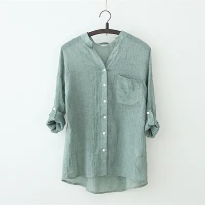Summer Sunscreen Loose Cotton Linen Women Blouse