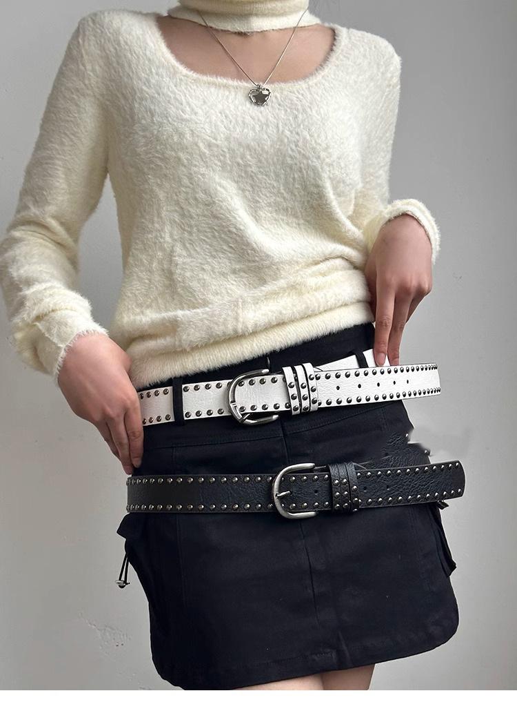 【MEDIA82】 Rivet Belt Long Skirt MEDIA(82) Rivet Belt Long Skirt - Black | International Store