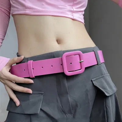 Sweet Cool Edgy Girl Barbie Pink Square Buckle Y2k Decoration Belt