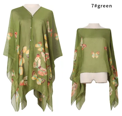 Summer Sunshade Shawl Butterfly Print Sunscreen Women Fashion Scarf