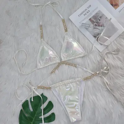 Women Character Rhinestone Tassel Holiday Beach Bikini