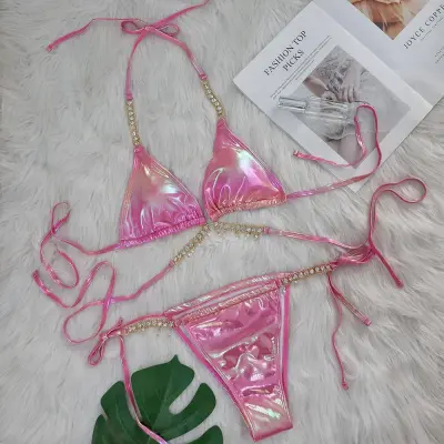 Women Character Rhinestone Tassel Holiday Beach Bikini
