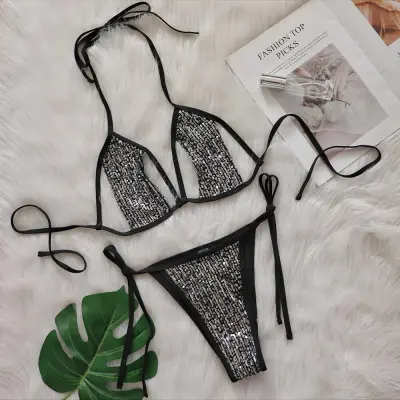 Vacation Women Sexy Sequins Bikini