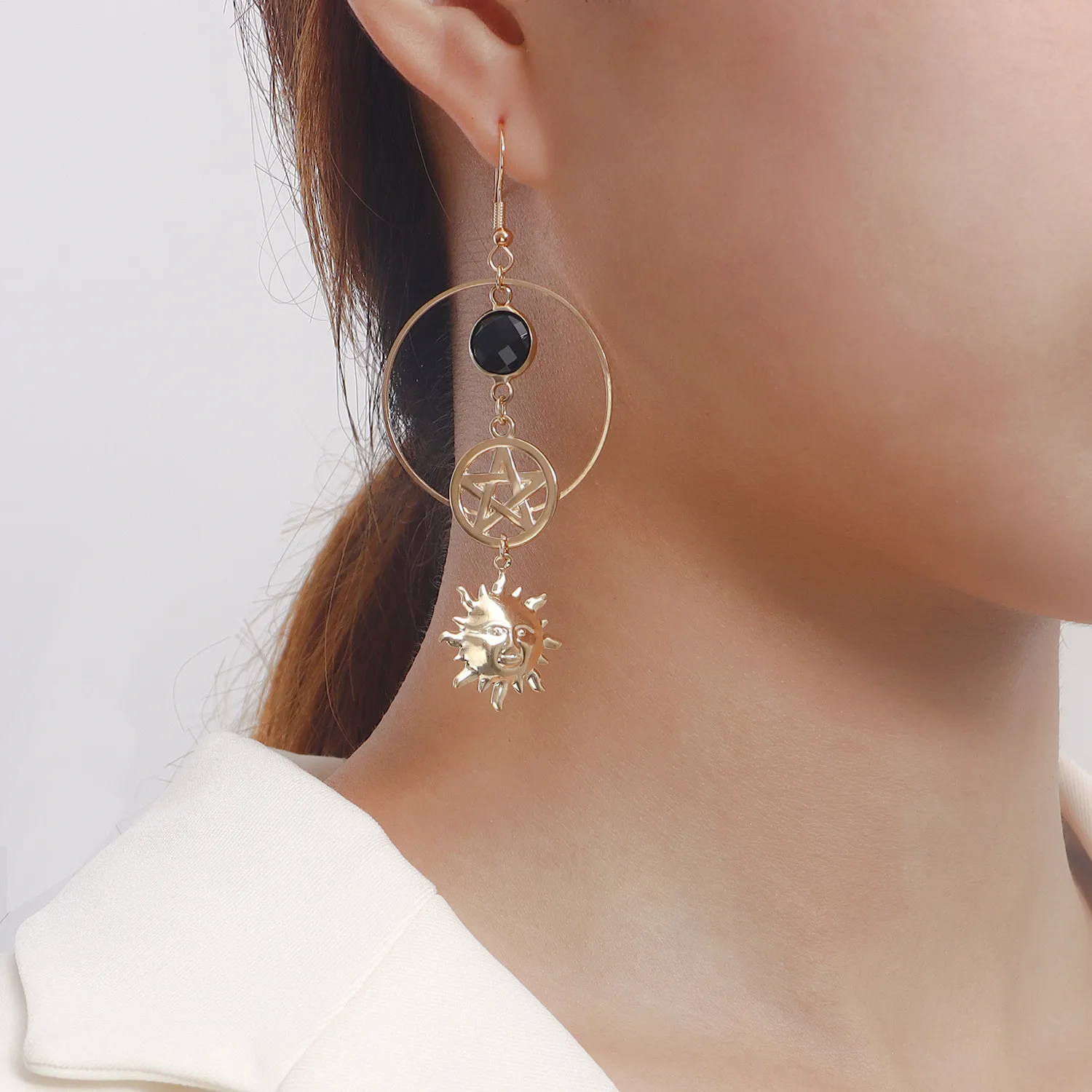 Fashion Sun Stars Simple Alloy Stud Earrings