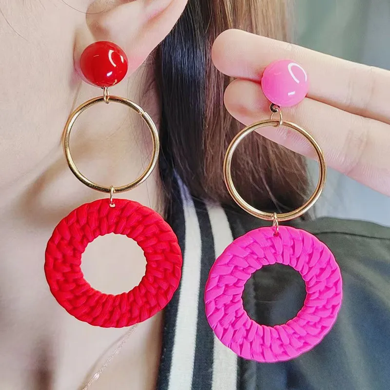 Bohemian Geometric Circular Acrylic Earrings
