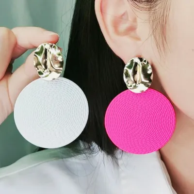 Summer Bohemian Style Round Solid Color Exaggerated Earrings